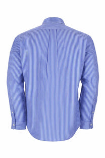 Polo Ralph Lauren men’s long-sleeved blue and white striped cotton dress shirt with classic collar