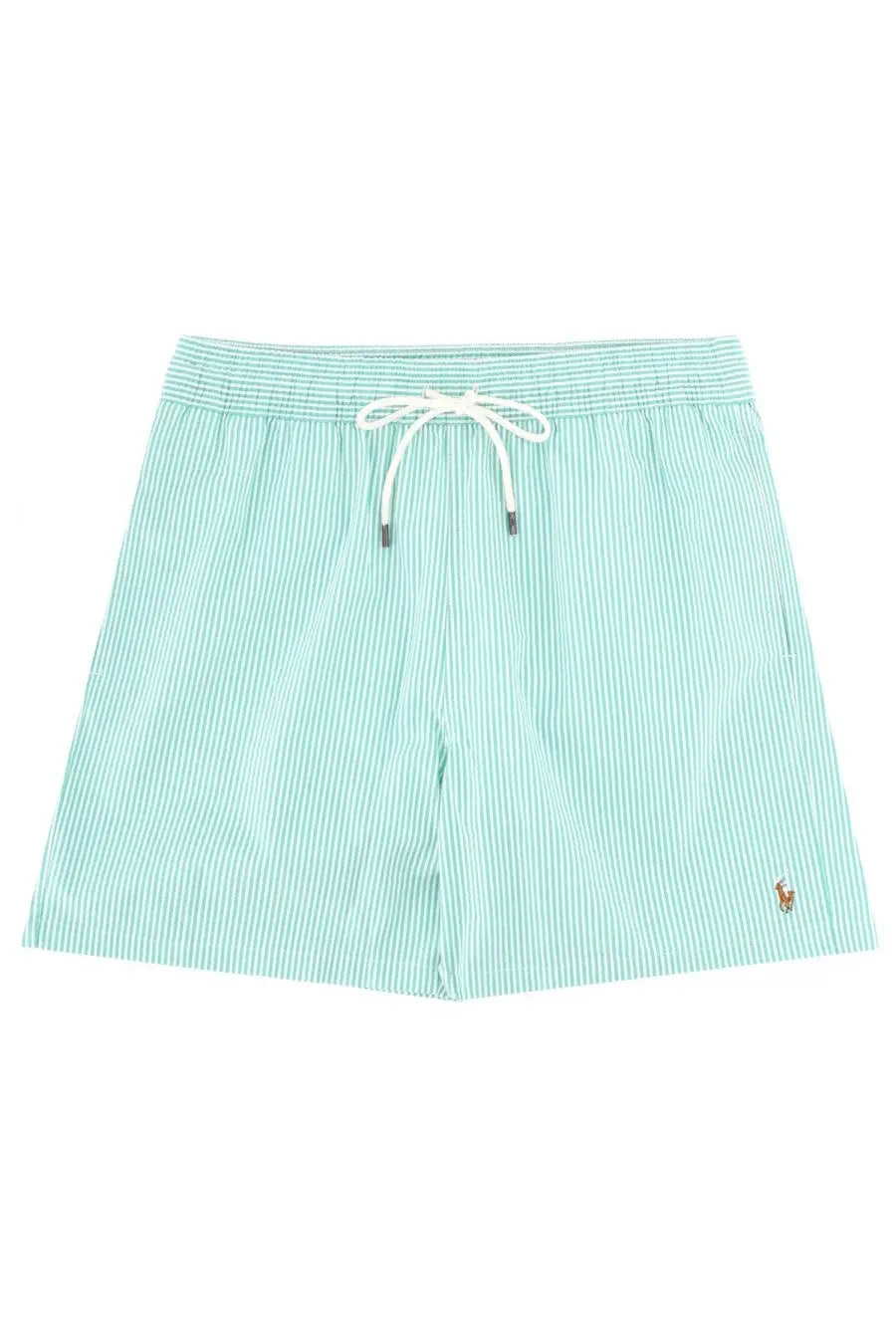 Polo ralph lauren men’s costume da bagno con green light green and white striped swim trunks with drawstring waistband