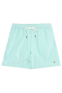 Polo ralph lauren men’s costume da bagno con green light green and white striped swim trunks with drawstring waistband