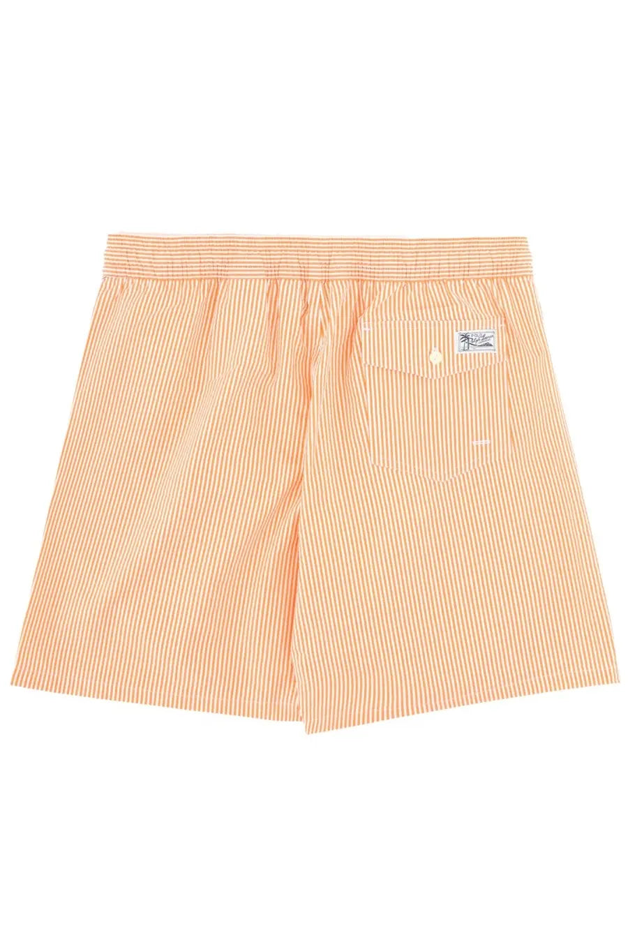 Coral and white vertically striped cotton shorts with woven elastic waistband from polo ralph lauren men’s costume da bagno con orange