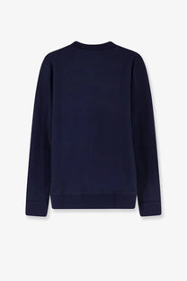 Navy blue Polo Ralph Lauren men’s cotton blend crewneck sweatshirt with long sleeves and ribbed cuffs