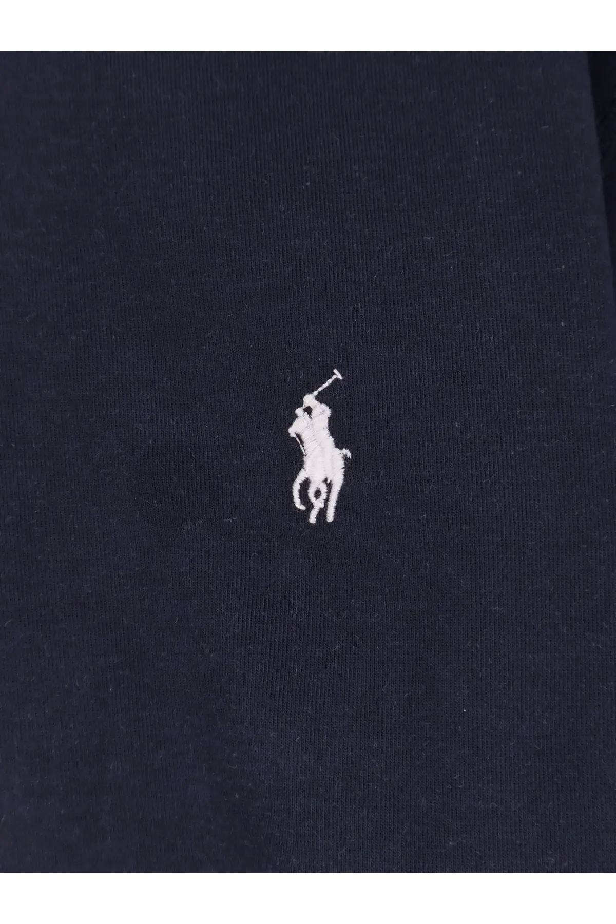 Navy blue Polo Ralph Lauren men’s cotton blend sweatshirt with white embroidered logo on the front