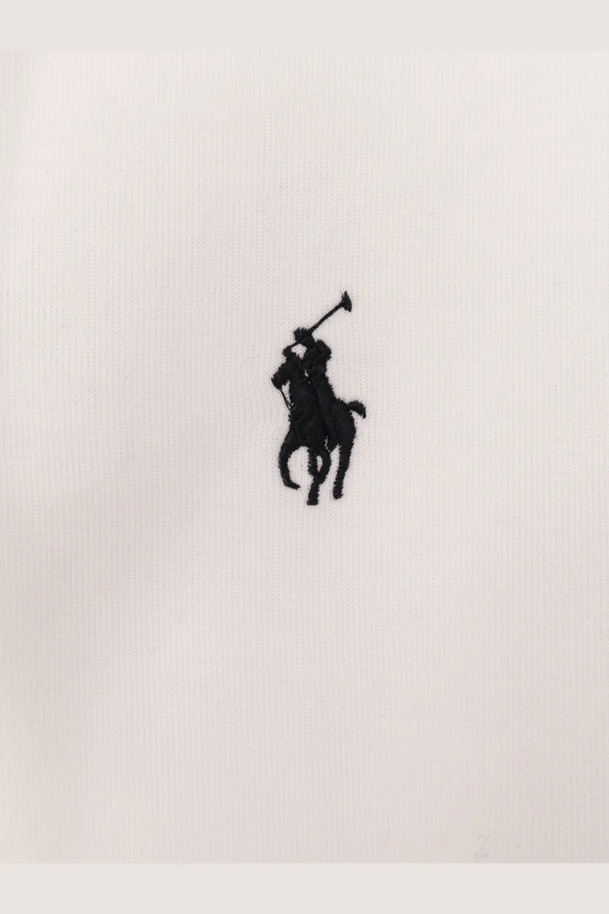 Black embroidered polo player logo on white cotton blend fabric of polo ralph lauren men’s sweatshirt