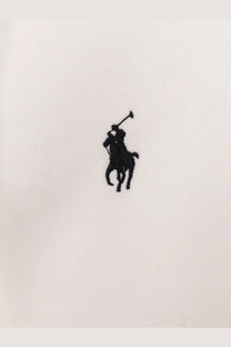 Black embroidered polo player logo on white cotton blend fabric of polo ralph lauren men’s sweatshirt
