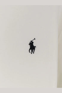 Black embroidered polo ralph lauren logo on white cotton blend fabric of men’s sweatshirt