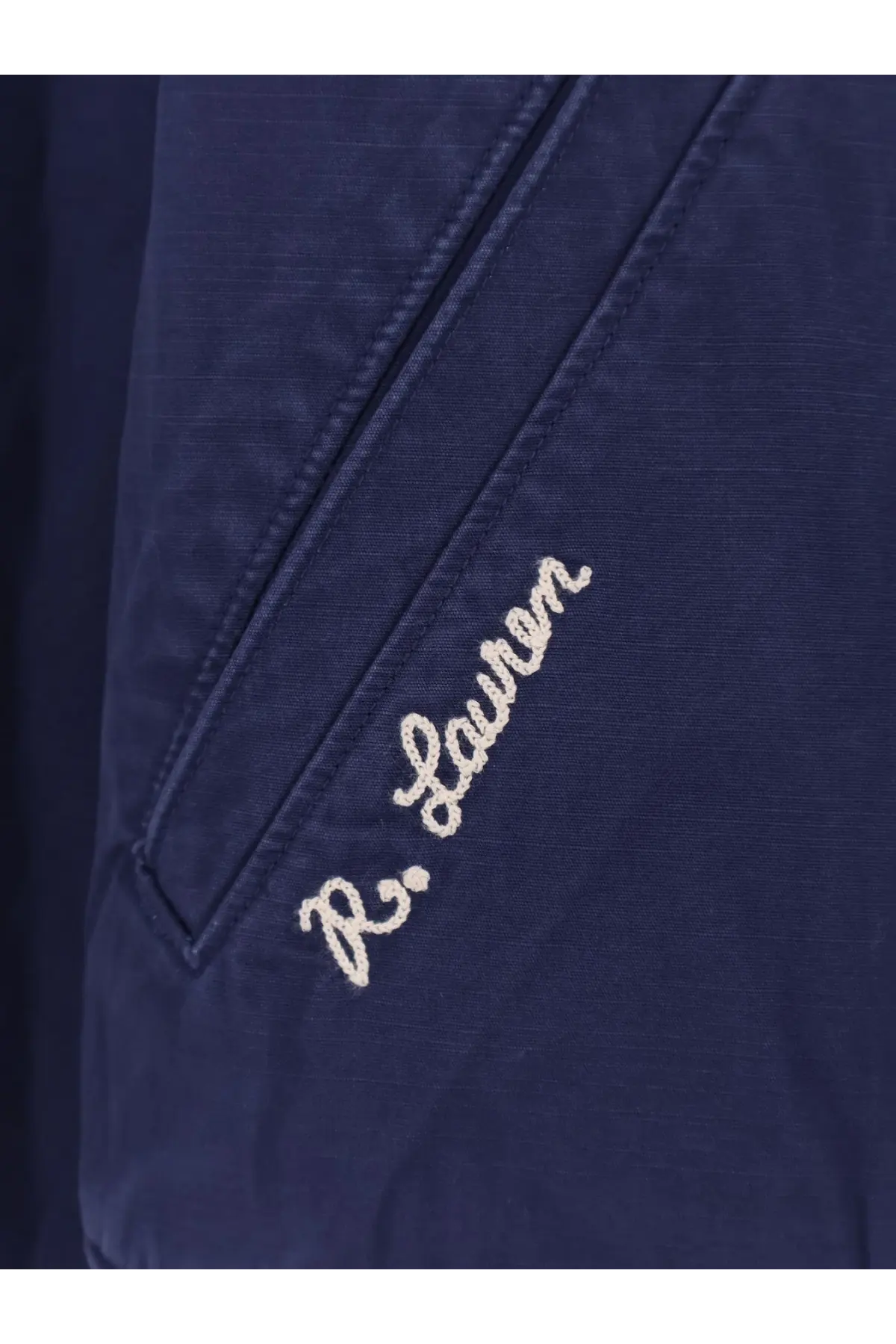 Navy blue cotton bomber jacket with patch detail by Polo Ralph Lauren for men