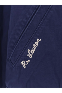 Navy blue cotton bomber jacket with patch detail by Polo Ralph Lauren for men