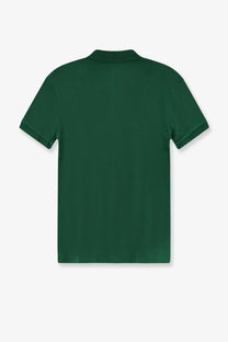 Dark green cotton polo shirt with short sleeves classic collar and neat seams polo ralph lauren men’s cotton polo gold