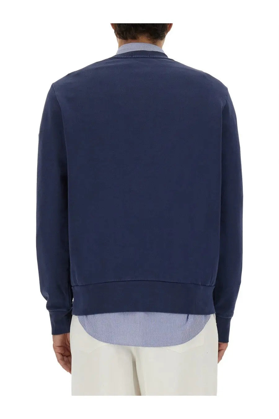 Navy blue cotton jersey bomber jacket with ribbed cuffs and hem from Polo Ralph Lauren men’s collection