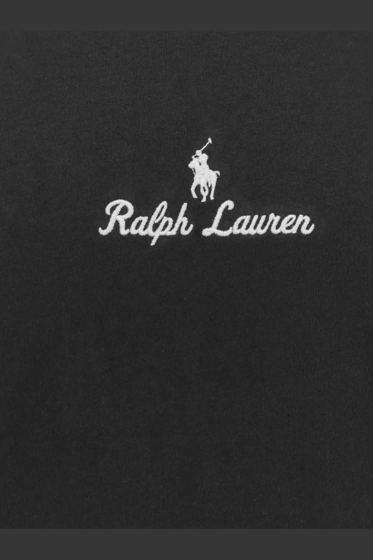 Black polo ralph lauren men’s cotton shirt with white embroidered polo player logo and cursive brand name