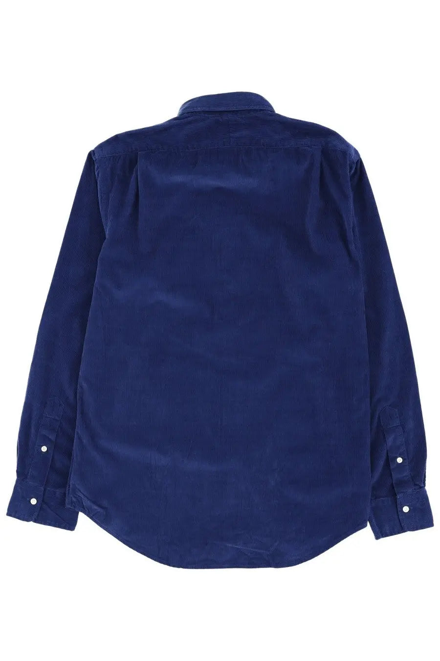 Navy blue corduroy long-sleeved button-up shirt with classic collar and cuffs by Polo Ralph Lauren men cotton shirt