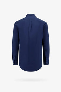 Polo ralph lauren men’s cotton shirt blue navy long-sleeved dress shirt with classic collar and buttoned cuffs