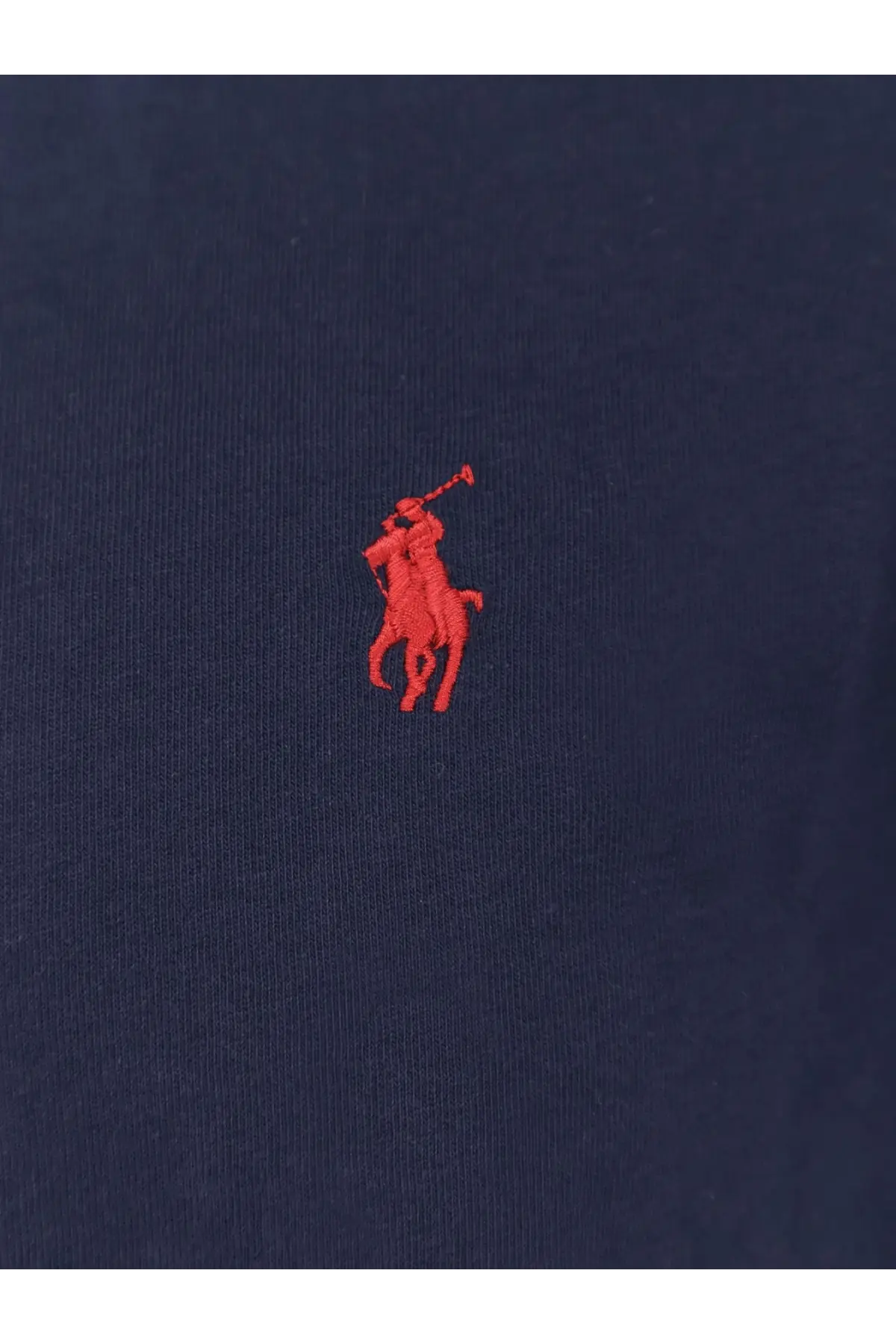 Navy blue polo ralph lauren men’s cotton shirt with a red embroidered ralph lauren logo on the front