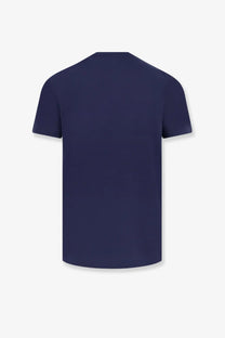 Navy blue short-sleeved cotton t-shirt by polo ralph lauren for men with classic fit and breathable fabric
