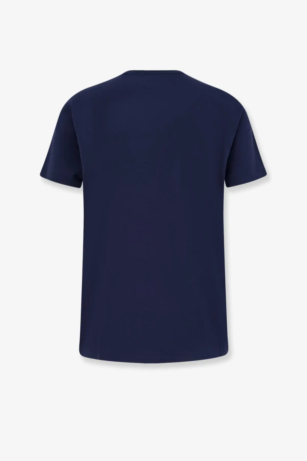 Navy blue Polo Ralph Lauren men’s short-sleeved cotton shirt with classic crew neck and smooth fabric finish