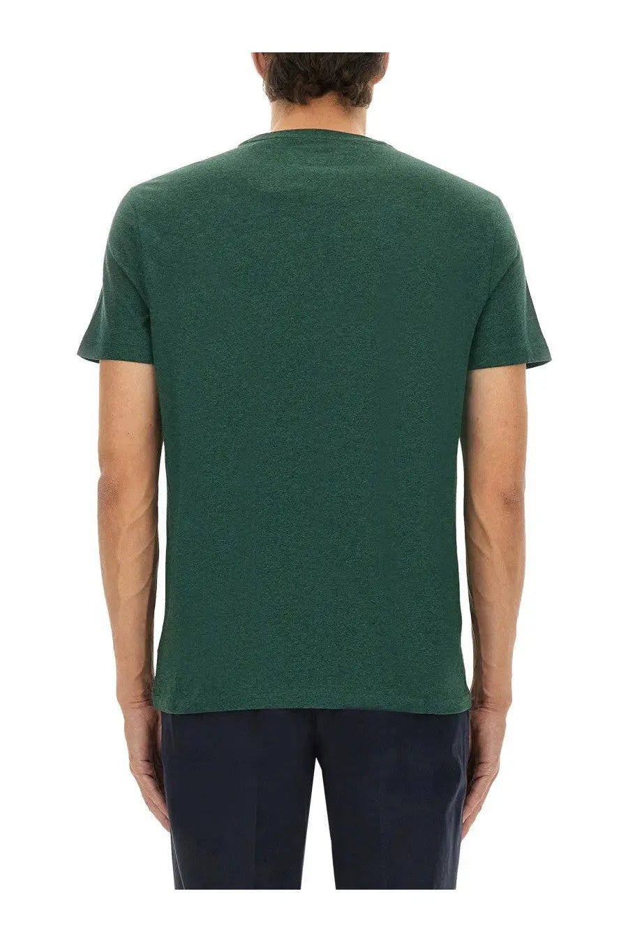 Dark green short-sleeved crew neck cotton t-shirt with subtle textured fabric by polo ralph lauren men’s shirt