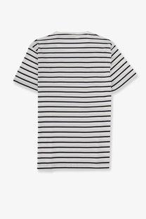 Polo Ralph Lauren men’s cotton shirt white with classic white and black horizontal stripes and crew neck
