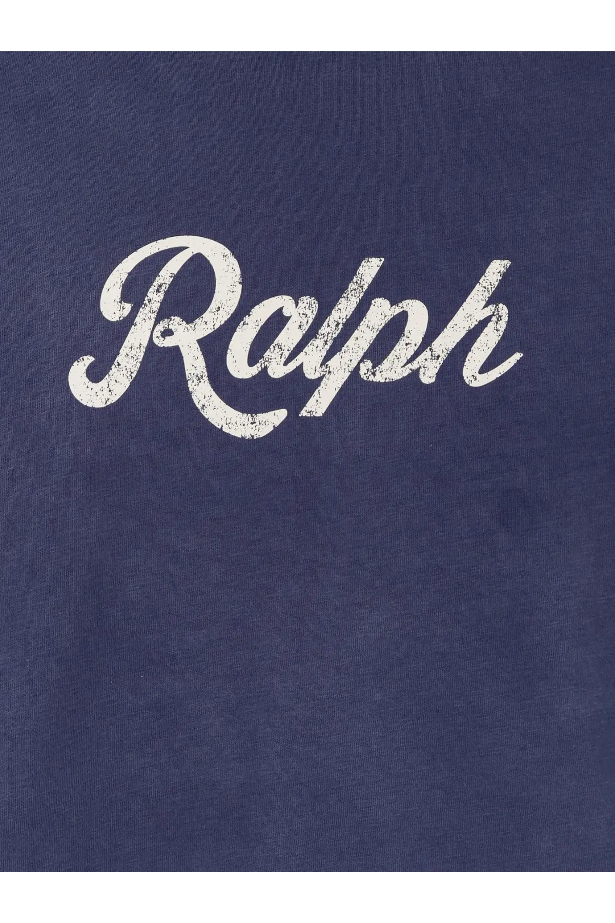Navy blue Polo Ralph Lauren men’s cotton t-shirt with distressed white script logo and classic fit