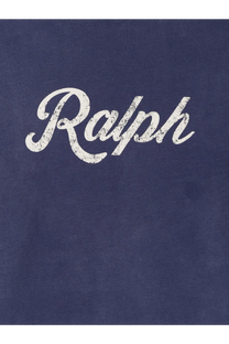 Navy blue Polo Ralph Lauren men’s cotton t-shirt with distressed white script logo and classic fit