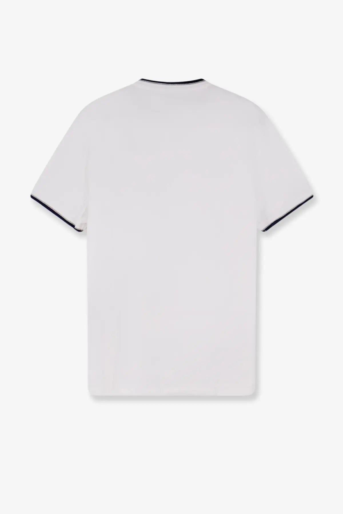 Polo Ralph Lauren men’s white cotton short-sleeved t-shirt with black trim on neckline and sleeve hems