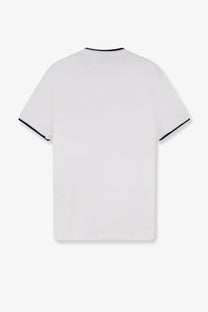 Polo Ralph Lauren men’s white cotton short-sleeved t-shirt with black trim on neckline and sleeve hems
