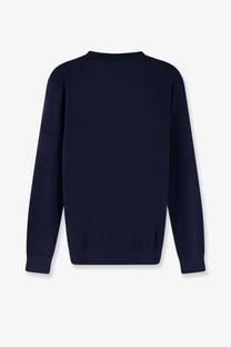 Navy blue cotton crewneck sweatshirt for men by Polo Ralph Lauren featuring a classic sweater design