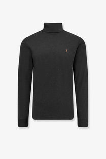 Polo ralph lauren men’s black cotton long-sleeved turtleneck sweater with embroidered polo player logo on chest