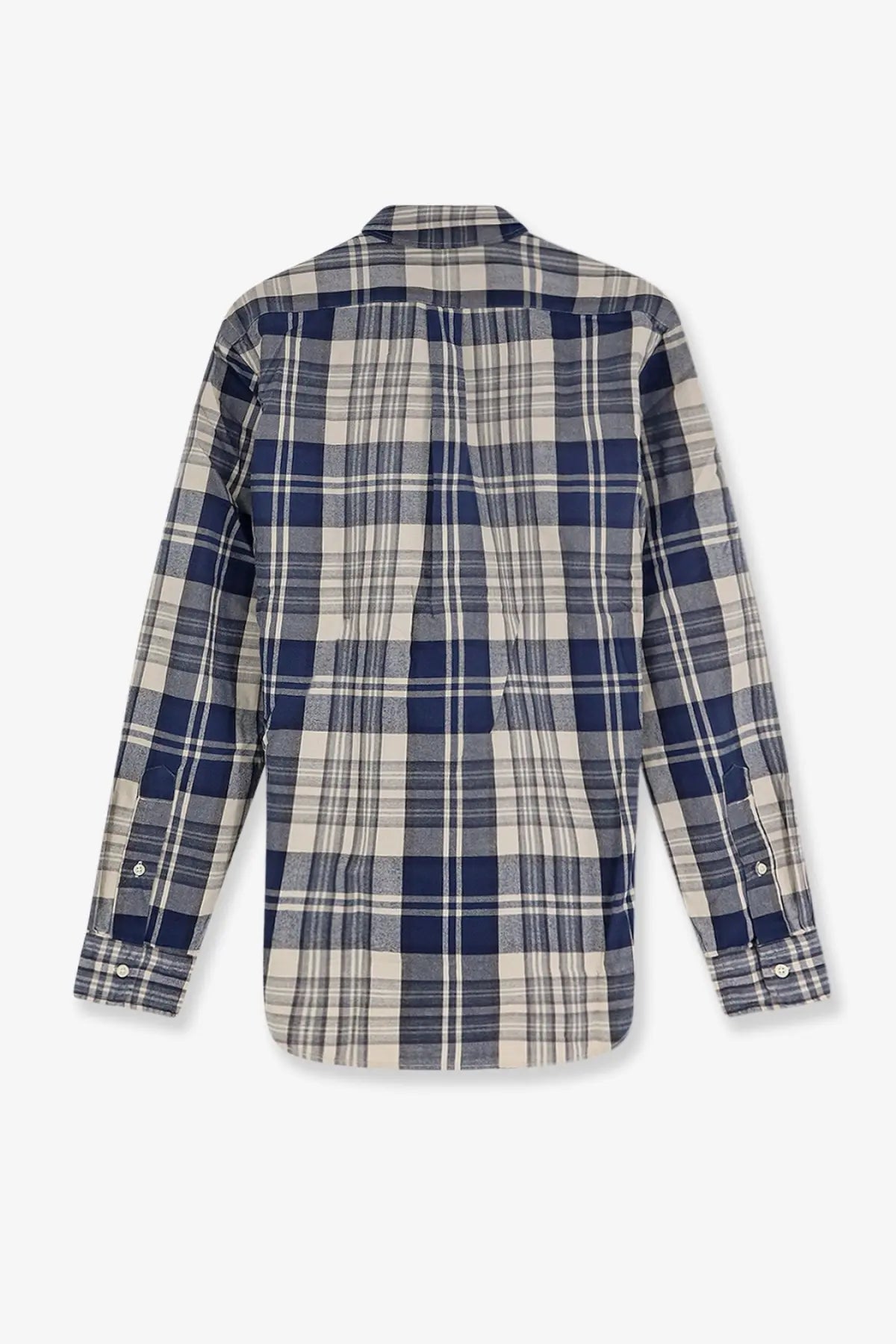 Polo ralph lauren men’s custom fit cotton shirt navy and beige plaid long-sleeved button-up with classic collar