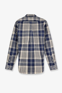 Polo ralph lauren men’s custom fit cotton shirt navy and beige plaid long-sleeved button-up with classic collar