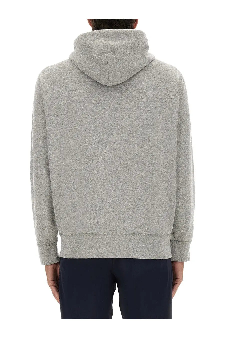Polo Ralph Lauren men’s heather gray hoodie with soft textured fabric and ribbed cuffs for comfortable wear