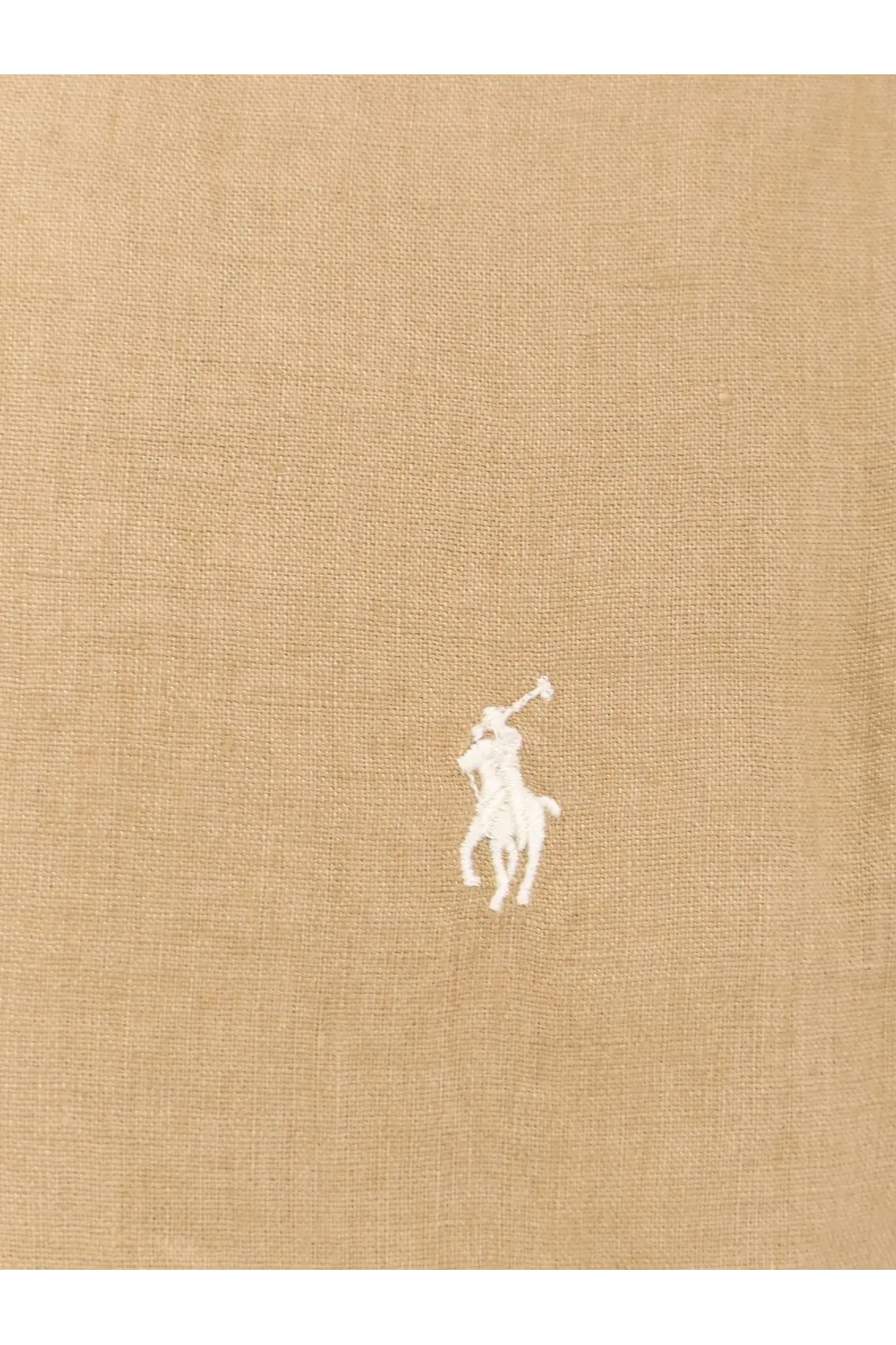 Beige linen shirt with white embroidered polo ralph lauren logo in polo ralph lauren men’s linen shirt beige