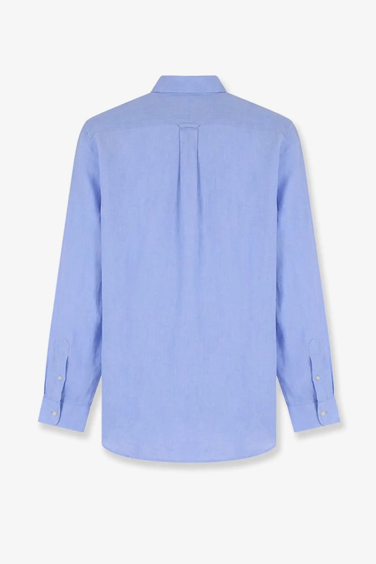 Polo Ralph Lauren men’s light blue linen dress shirt with classic collar and buttoned cuffs long sleeves