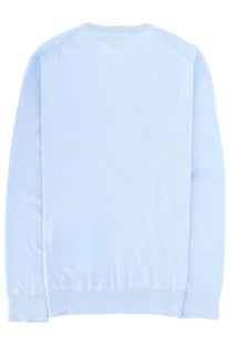Polo ralph lauren men’s light blue long-sleeved sweater with ribbed cuffs in a simple solid color design