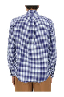 Polo Ralph Lauren men’s navy and white gingham check long-sleeved oxford custom shirt with classic collar