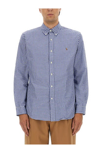 Polo Ralph Lauren men’s oxford custom shirt in blue and white gingham with button-down collar and embroidered chest logo