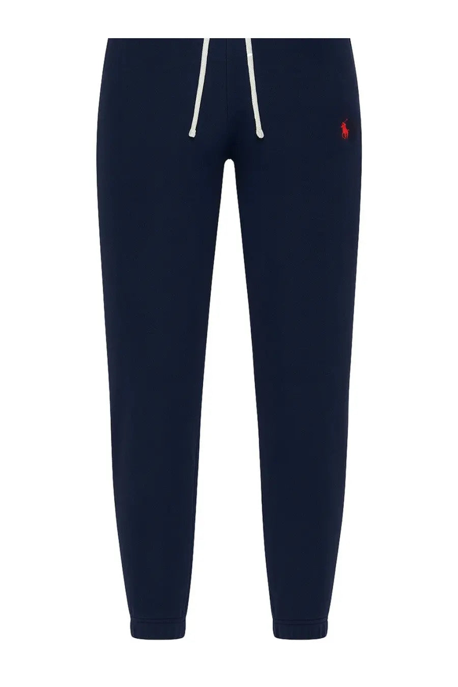 Polo Ralph Lauren men’s navy blue jogger pants with white drawstrings and red embroidered logo on the thigh