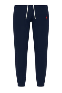 Polo Ralph Lauren men’s navy blue jogger pants with white drawstrings and red embroidered logo on the thigh