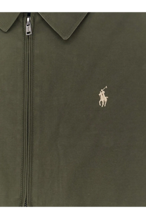 Polo ralph lauren men’s olive green zip-up jacket made from recycled material with embroidered polo player logo