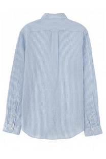 Polo Ralph Lauren men’s light blue and white striped long-sleeved button-down shirt with classic collar