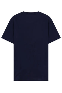Navy blue cotton polo ralph lauren men’s t-shirt with relaxed fit and simple crew neckline front view