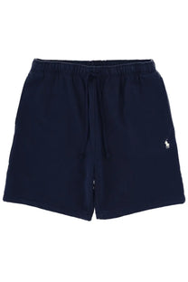 Polo Ralph Lauren men’s navy blue cotton shorts with a white embroidered polo player logo on the left leg