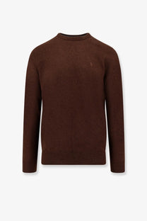 Polo Ralph Lauren men’s wool sweater in rich brown with a finely knitted crewneck and subtle embroidered logo on chest
