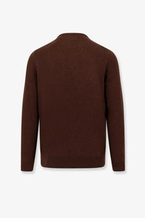 Polo ralph lauren men’s wool sweater brown long-sleeved knit with classic crew neck and ribbed cuffs