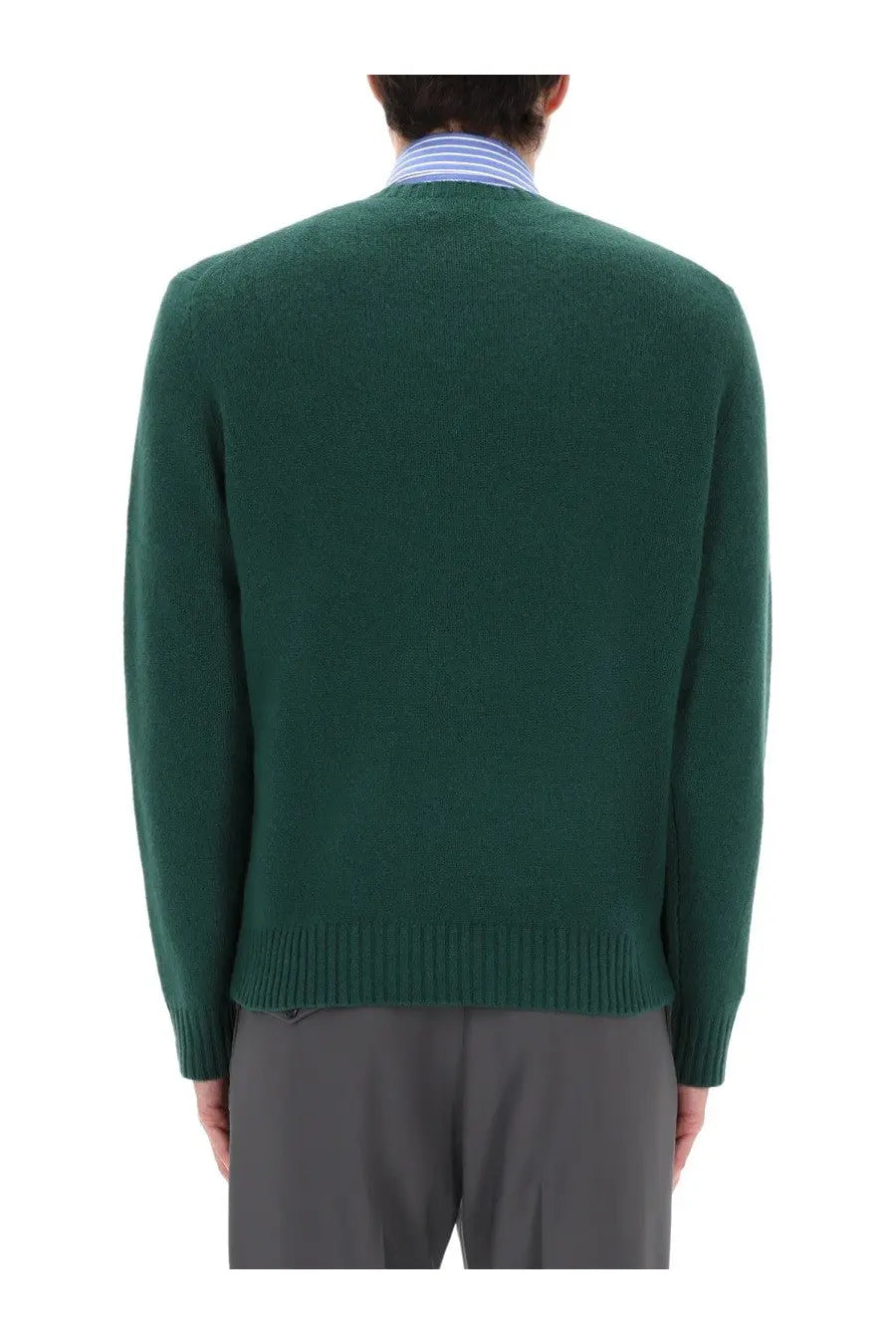 Polo Ralph Lauren unisex deep green woolen sweater with ribbed cuffs and hem featuring Polo Bear design