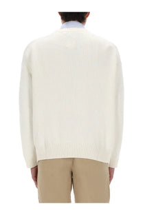 Cream-colored ribbed-knit sweater with classic crew neck and long sleeves from polo ralph lauren unisex maglia polo bear multicolor