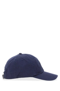 Navy blue cotton baseball cap with curved brim and adjustable strap from polo ralph lauren women’s collection