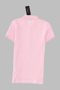 Pink ralph lauren polo shirt with classic collar and short sleeves in cotton for women by Polo Ralph Lauren