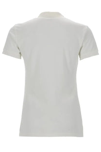 White short-sleeved polo shirt with classic collar and stitched seams from polo ralph lauren women’s polo con ricamato white