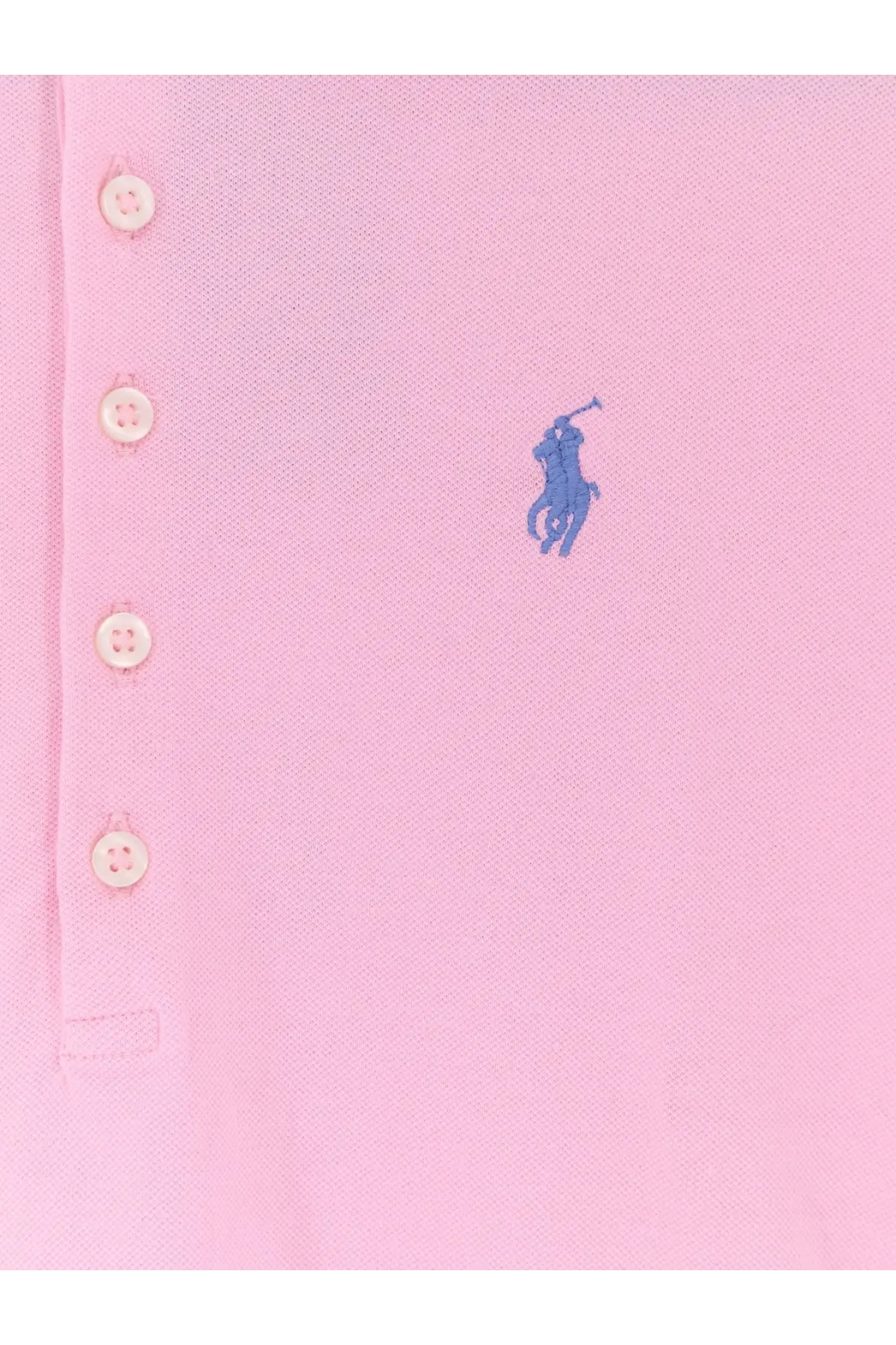 Pink polo ralph lauren women cotton blend shirt with blue embroidered logo and white buttons in beige tone