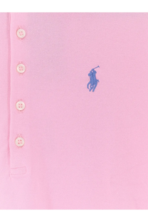 Pink polo ralph lauren women cotton blend shirt with blue embroidered logo and white buttons in beige tone